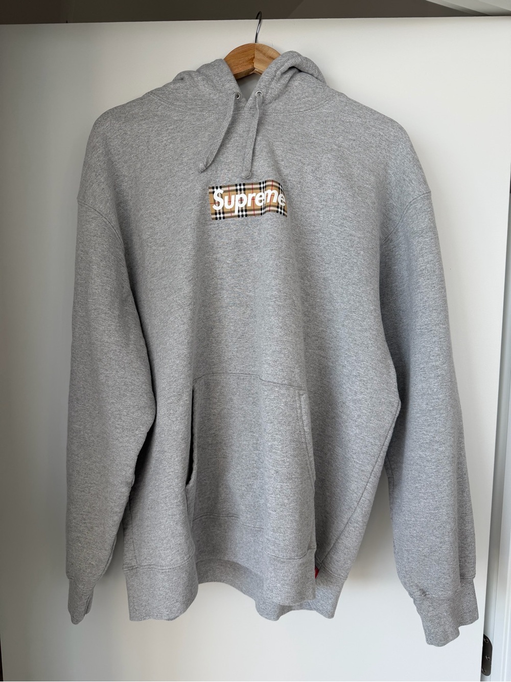 Supreme x Burberry Heather Gray Box Logo Hoodie